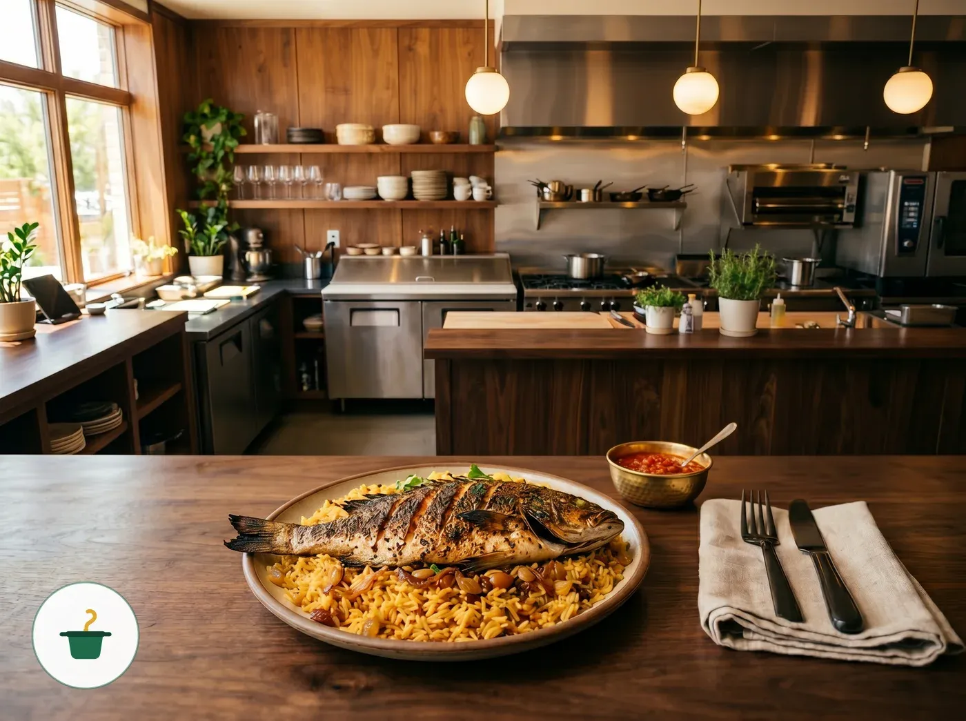 سمك مشوي مع رز