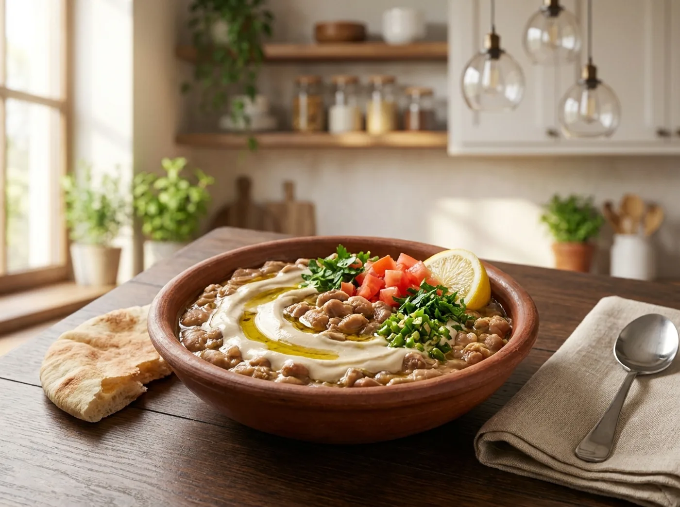 فول حجازي بالطحينة